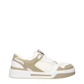 Baskets basses en tissu blanc de Dolce & Gabbana, chaussures décontractées pour homme ou femme, vue de face.