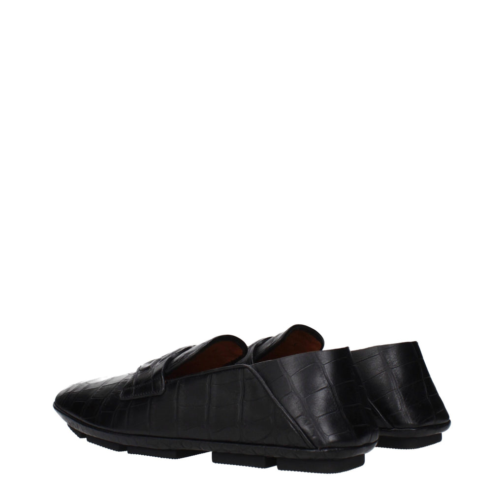 Mocassins en cuir noir Dolce & Gabbana, chaussons sans lacets avec finition élégante et semelle en cuir, pour homme.