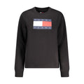 Sweat-shirt noir en coton pour femmes de Tommy Hilfiger, manches longues et logo discret sur la poitrine.