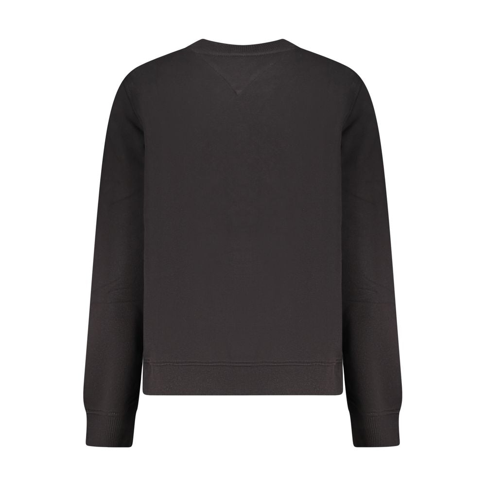Sweatshirt en coton noir pour femmes de la marque Tommy Hilfiger, coupe décontractée et logo sur la poitrine.