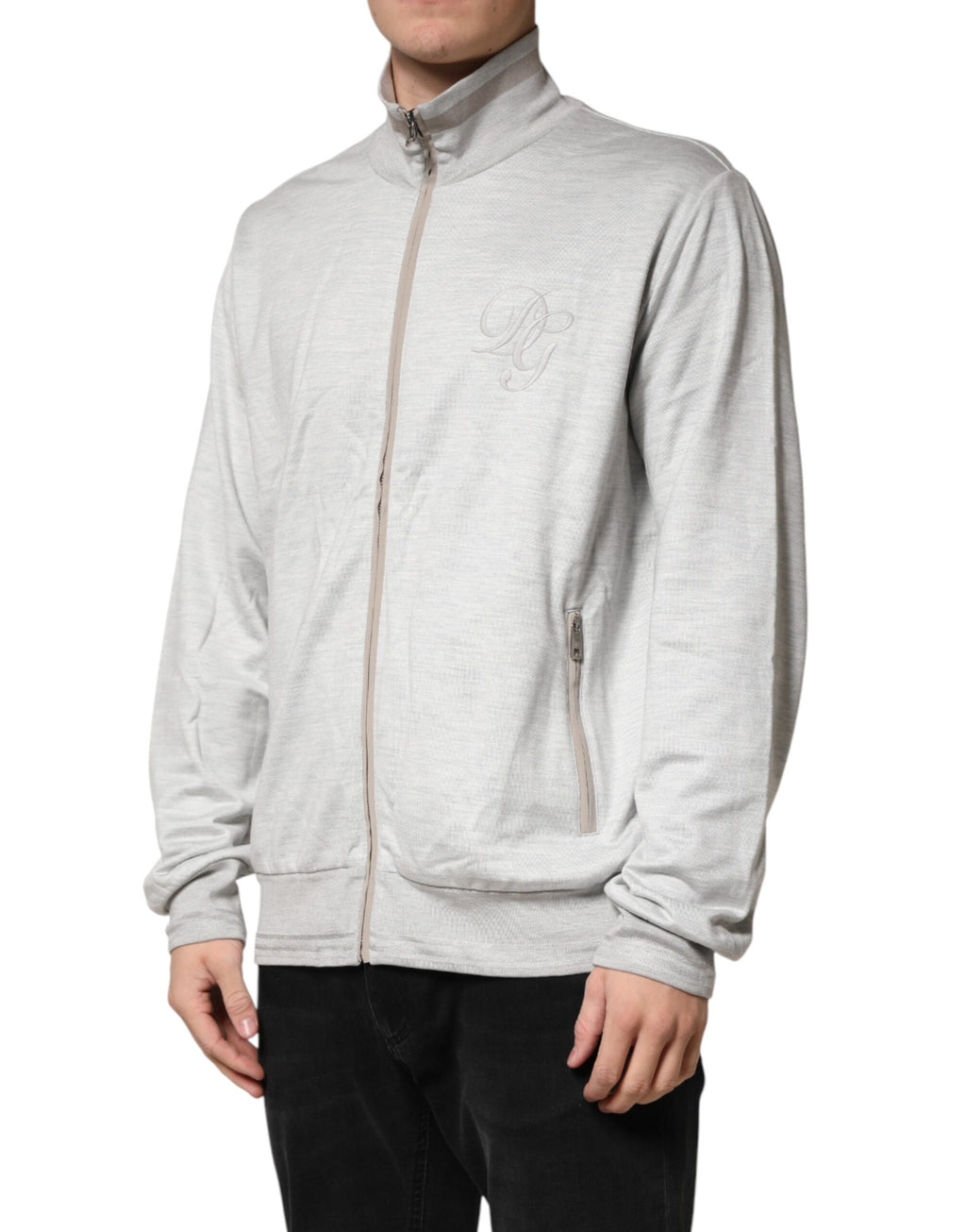 Cardigan léger en coton gris clair de Dolce & Gabbana avec fermeture éclair, parfait pour un style élégant et décontracté.