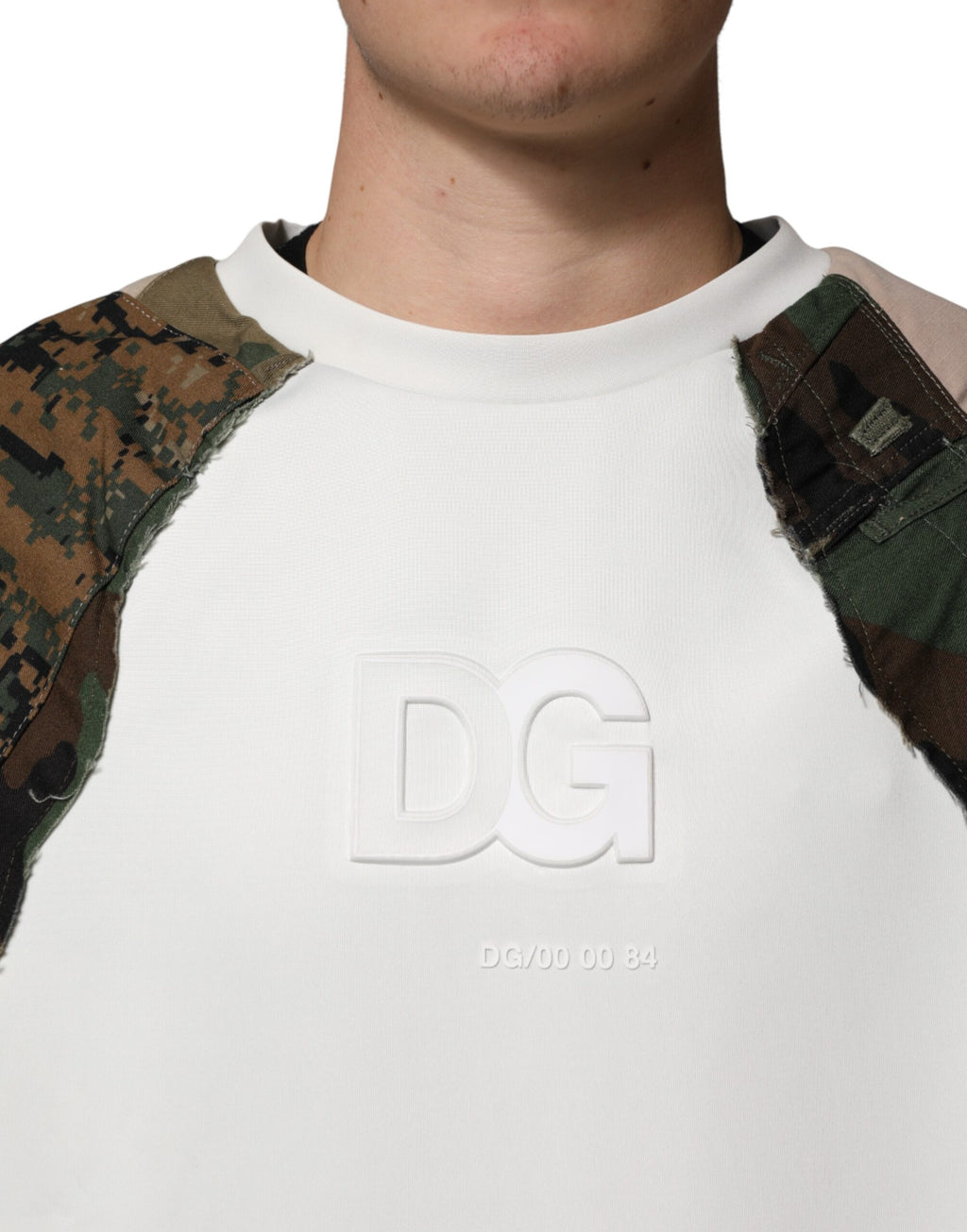 Sweat-shirt multicolore camouflage Dolce & Gabbana en coton, avec logo brodé et style décontracté.