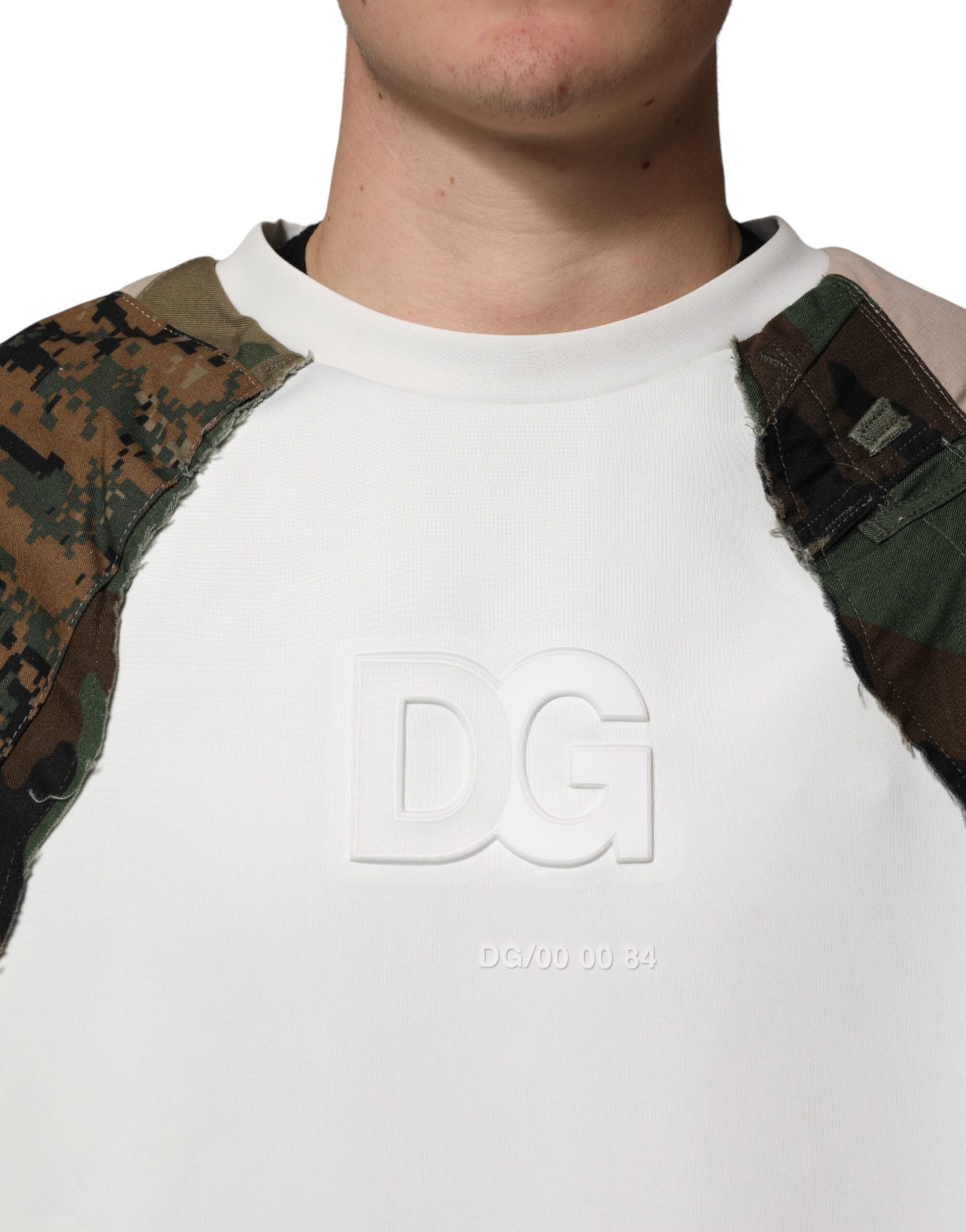 Sweat-shirt multicolore camouflage Dolce & Gabbana en coton, avec logo brodé et style décontracté.