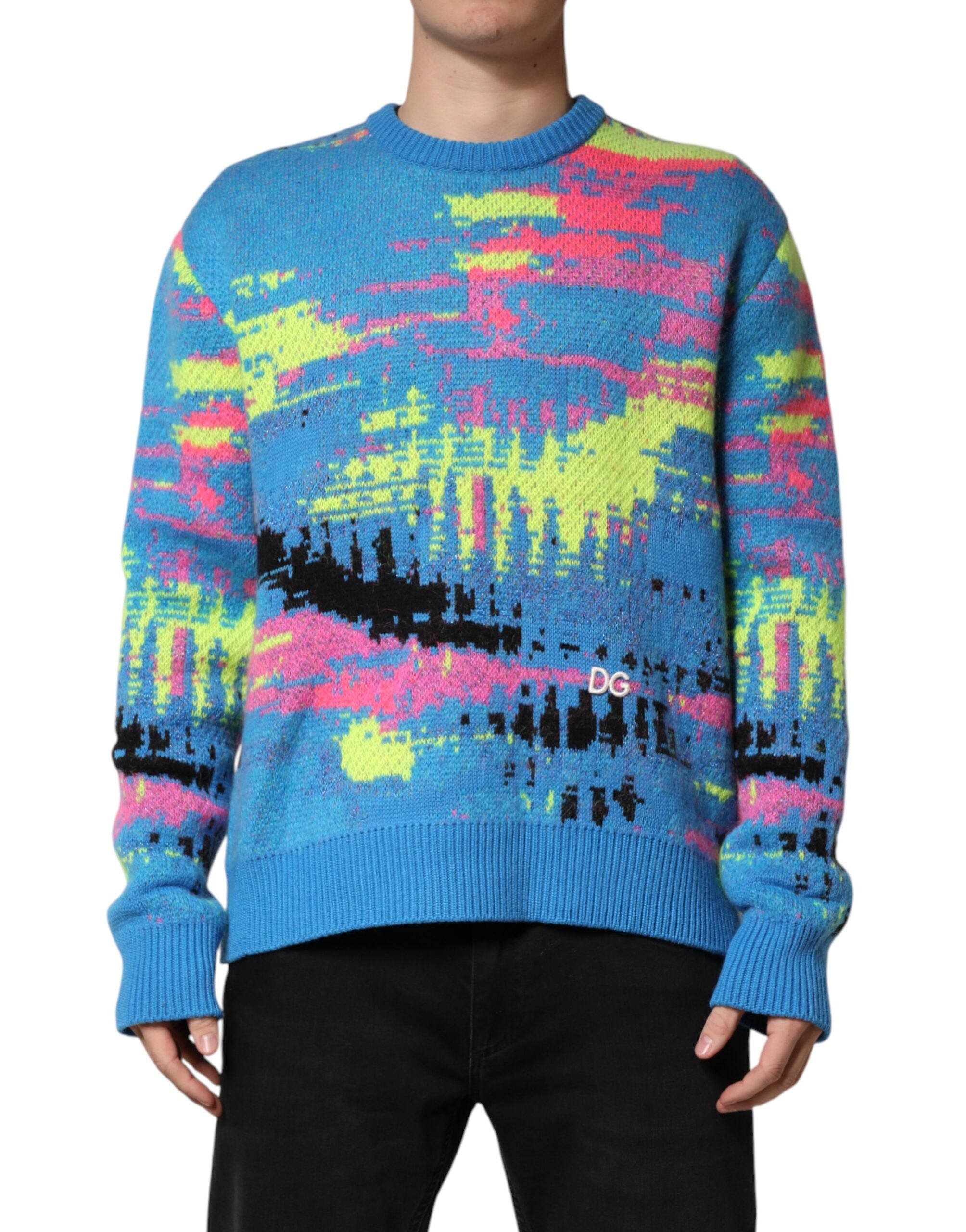 Pull à manches longues Dolce & Gabbana pour homme, col rond multicolore, sweat-shirt élégant et coloré.