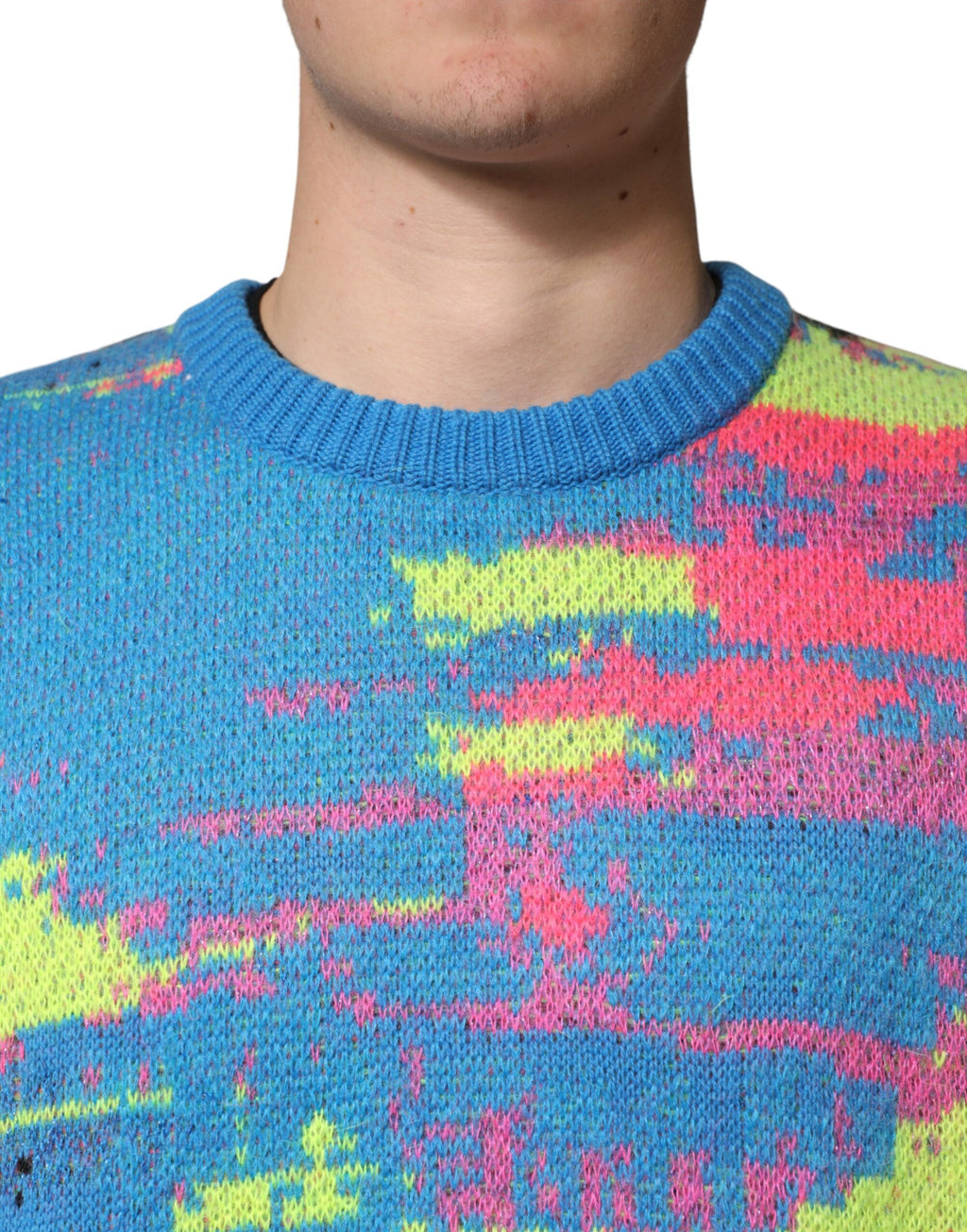Pull homme Dolce & Gabbana à col ras du cou multicolore, pull-over en maille avec motif coloré et style élégant.