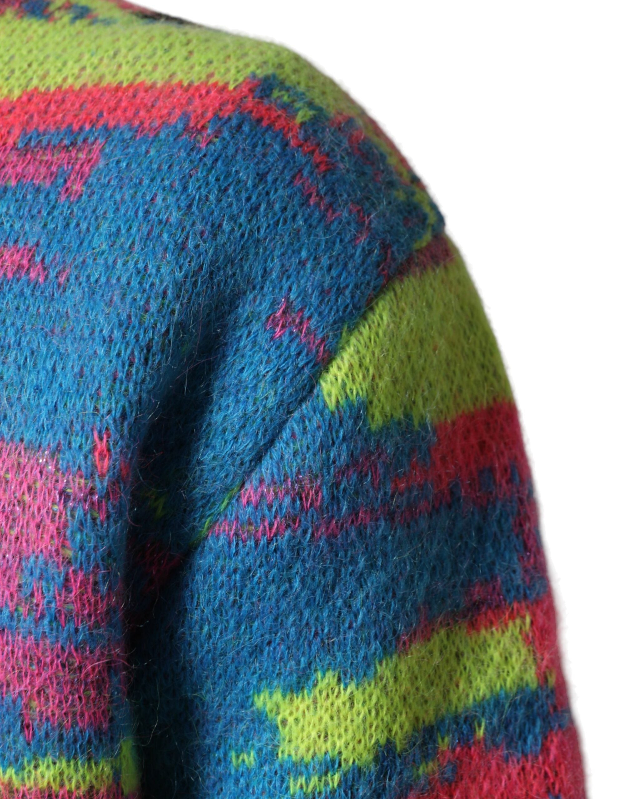 Pull homme Dolce & Gabbana à col ras du cou multicolore, pull-over en maille avec motifs colorés.