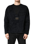 Sweatshirt homme noir en coton Dolce & Gabbana avec col en V, style décontracté et confort.