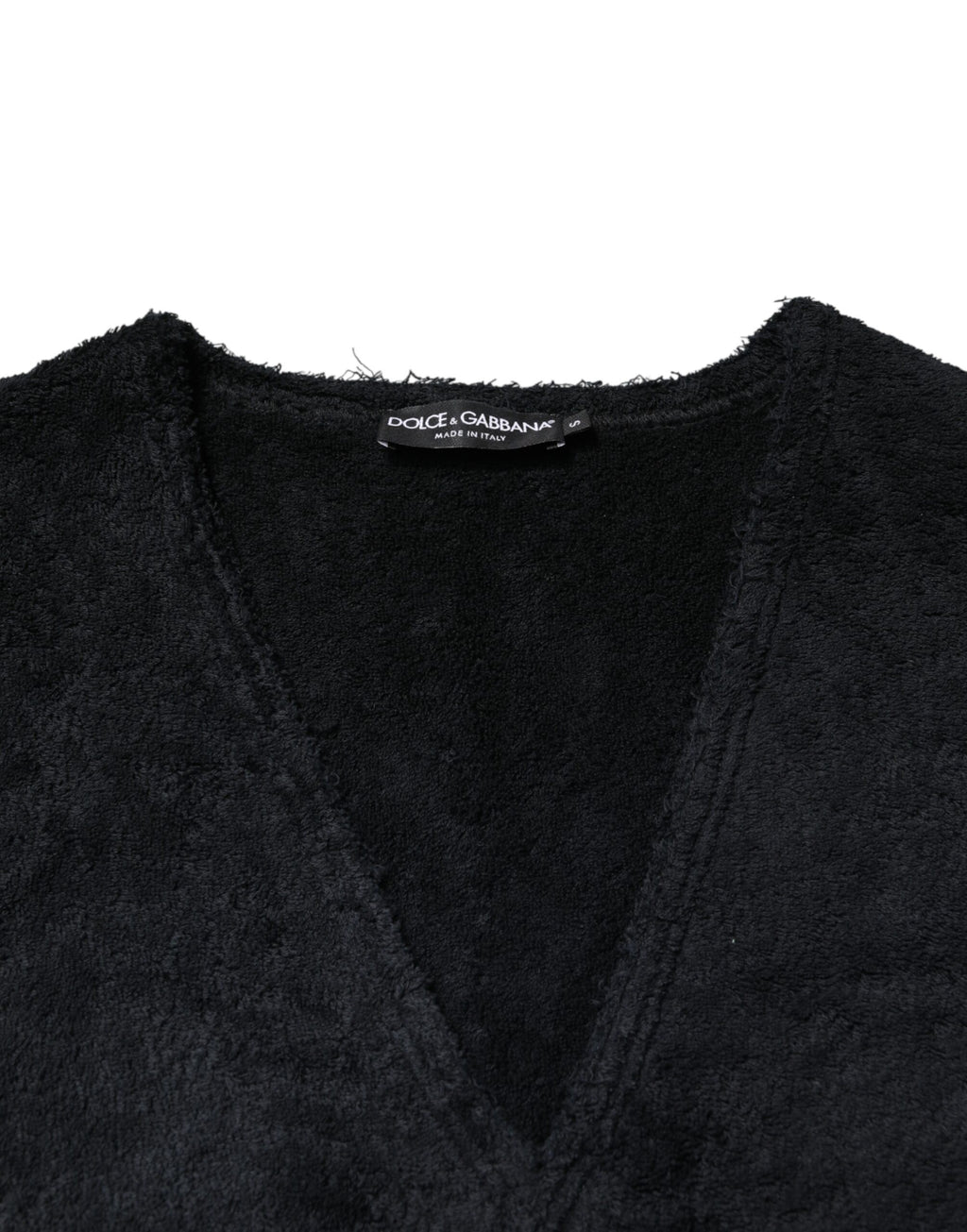 Sweatshirt homme Dolce & Gabbana en coton noir avec col en V, style décontracté et confortable.