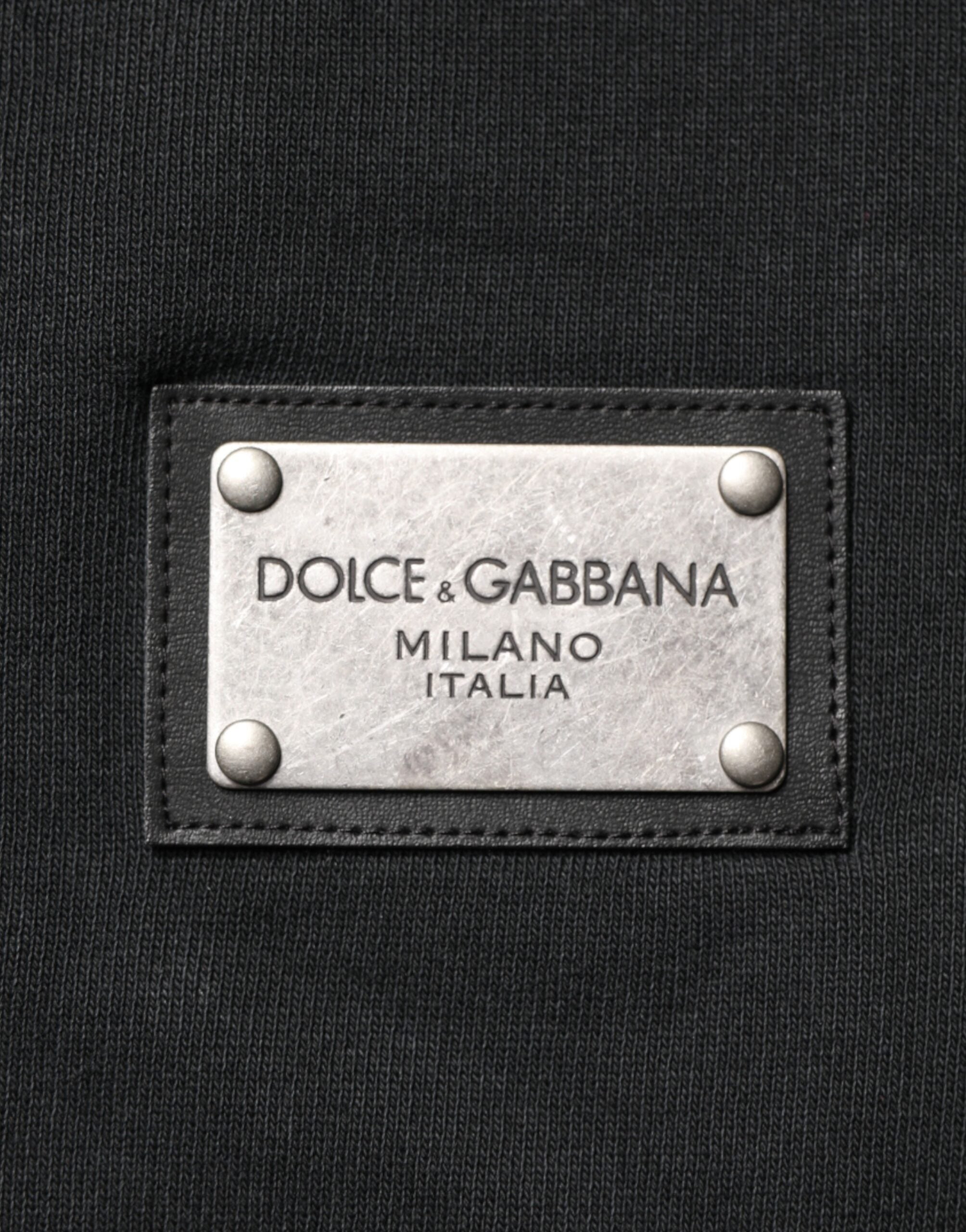 Sweat à capuche homme Dolce & Gabbana noir avec fermeture éclair complète et logo sur la poitrine, en coton doux.