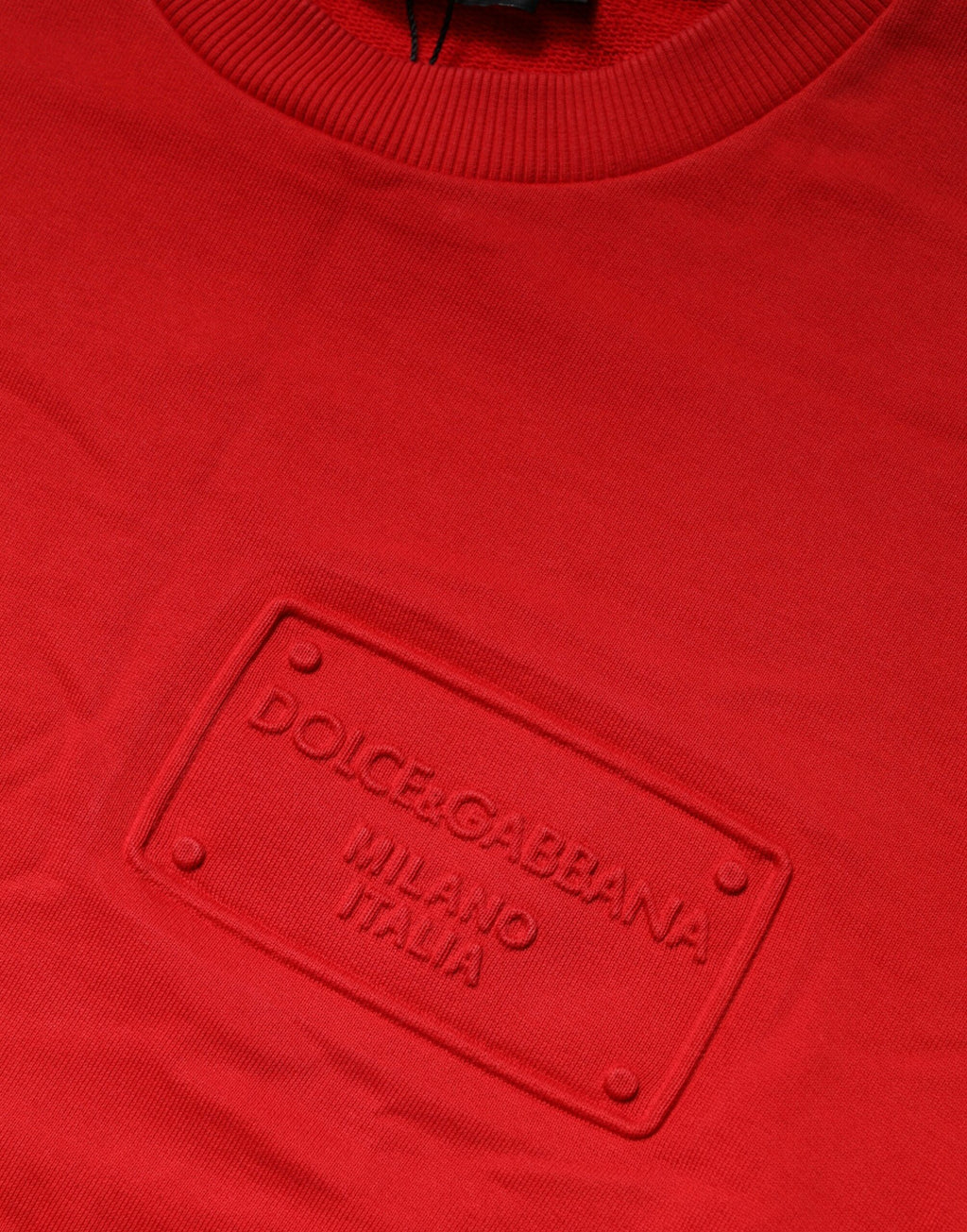 Sweatshirt Dolce & Gabbana en coton rouge avec logo, col rond et style décontracté.