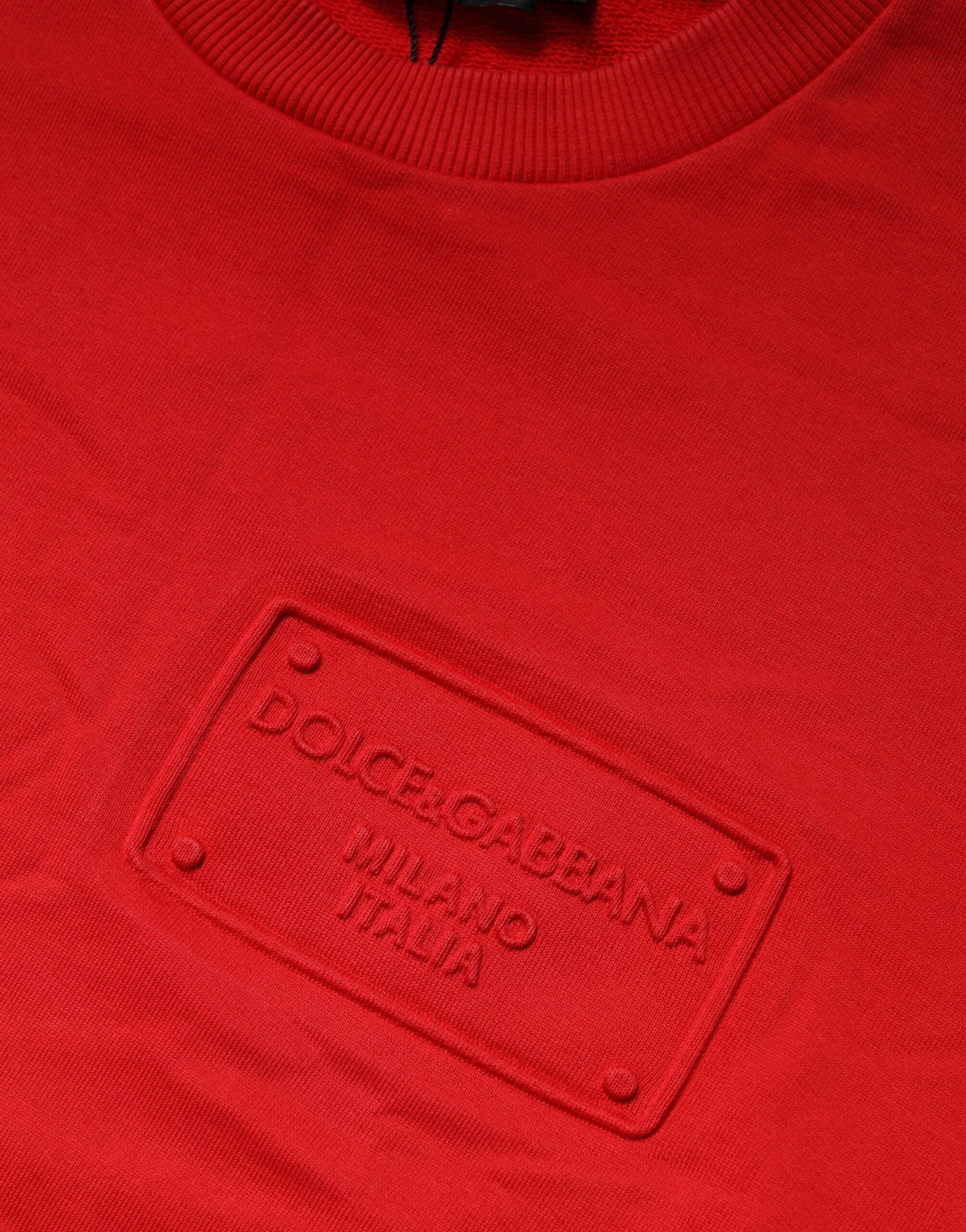 Sweatshirt Dolce & Gabbana en coton rouge avec logo, col rond et style décontracté.