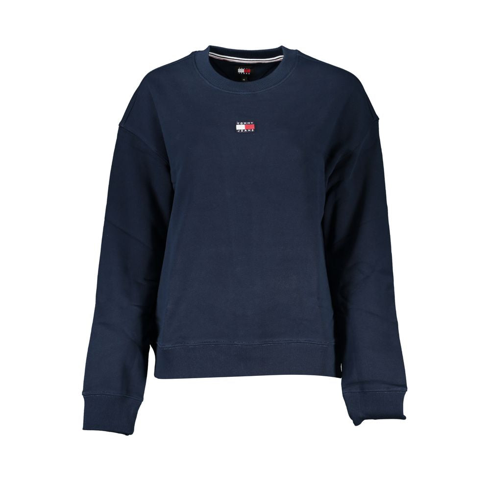 Sweat-shirt en coton bleu pour femmes de la marque Tommy Hilfiger, veste décontractée avec logo sur la poitrine.