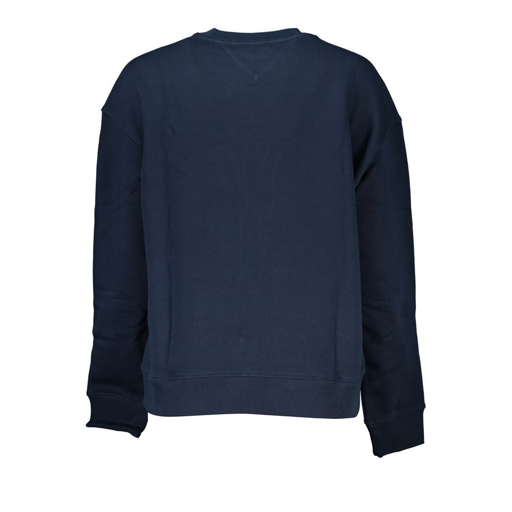 Sweat-shirt bleu en coton pour femmes de Tommy Hilfiger, avec logo en avant et coupe décontractée.