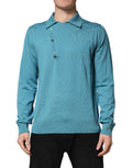 Pull à col en laine vert teal Dolce & Gabbana, pull-over élégant avec col classique et finition soignée.
