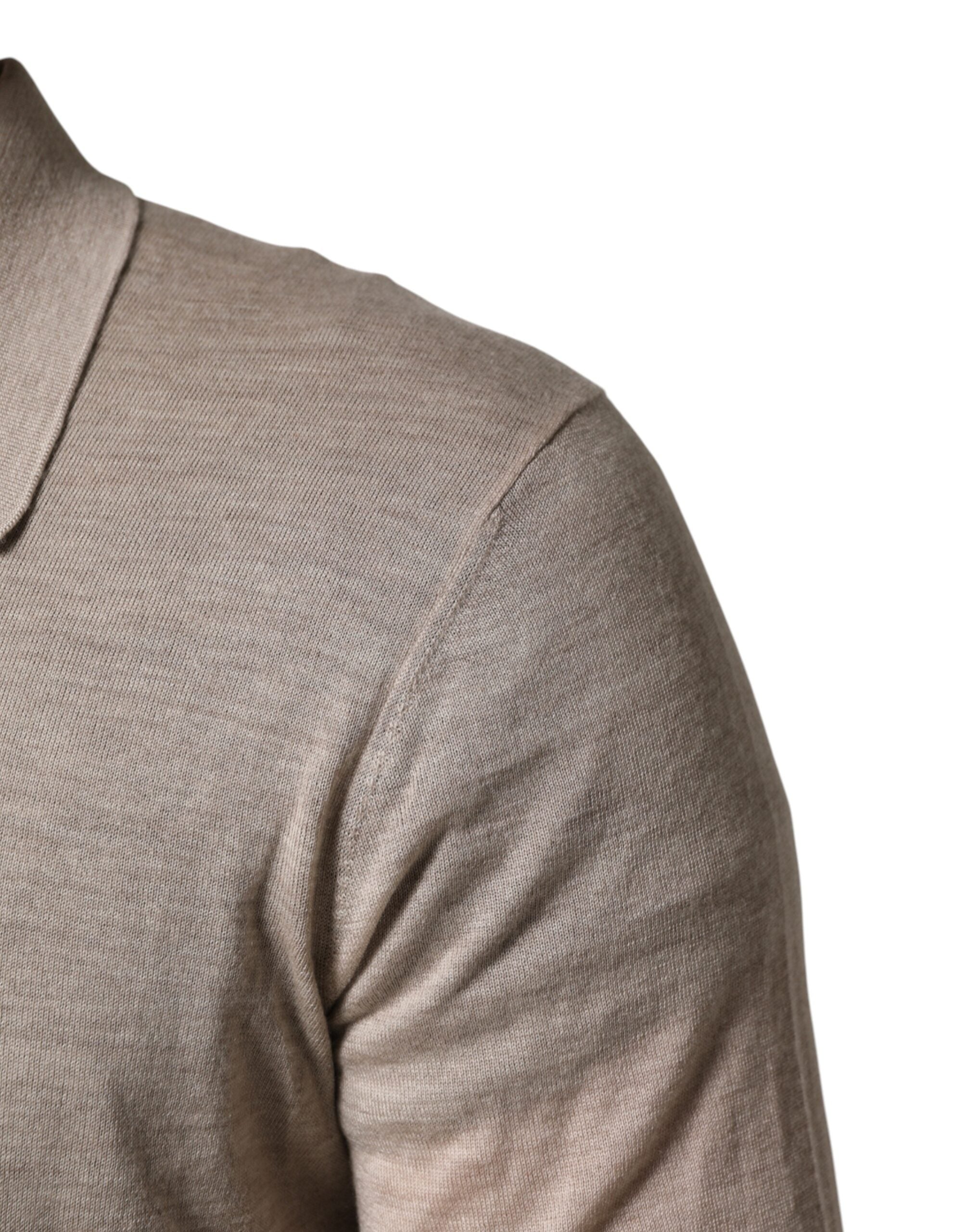 Pull-over Dolce & Gabbana en cachemire beige avec col, sweater élégant pour homme.