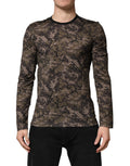 T-shirt à manches longues Dolce & Gabbana camouflage multicolore, motif tendance, en coton avec logo Dolce & Gabbana visible.