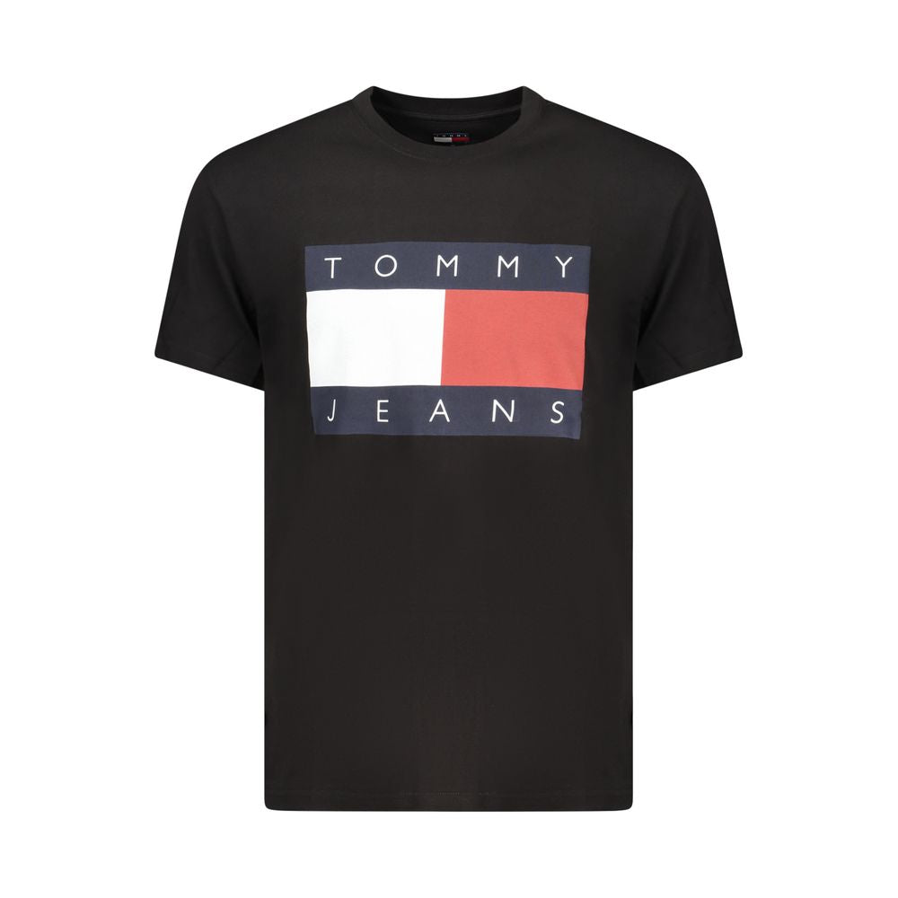 T-shirt homme en coton noir Tommy Hilfiger, coupe classique et logo distinctif sur la poitrine.