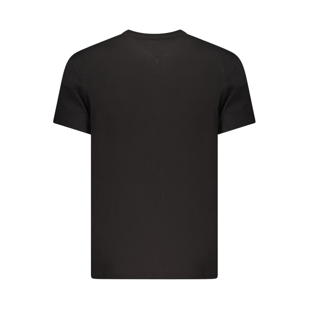 T-shirt noir pour hommes Tommy Hilfiger en coton, coupe classique avec logo discret sur la poitrine.