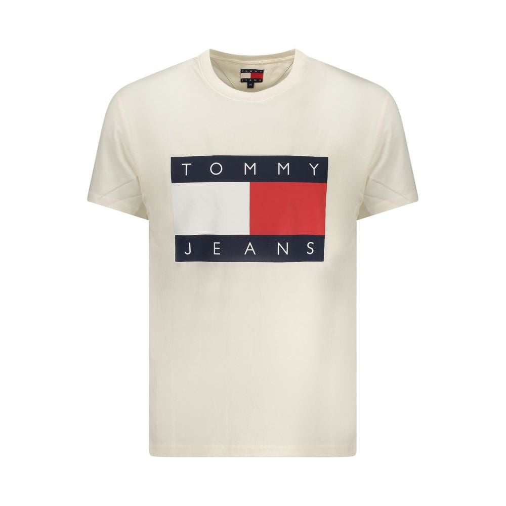 T-shirt blanc en coton pour homme de la marque Tommy Hilfiger, coupe classique et logo Tommy sur la poitrine.