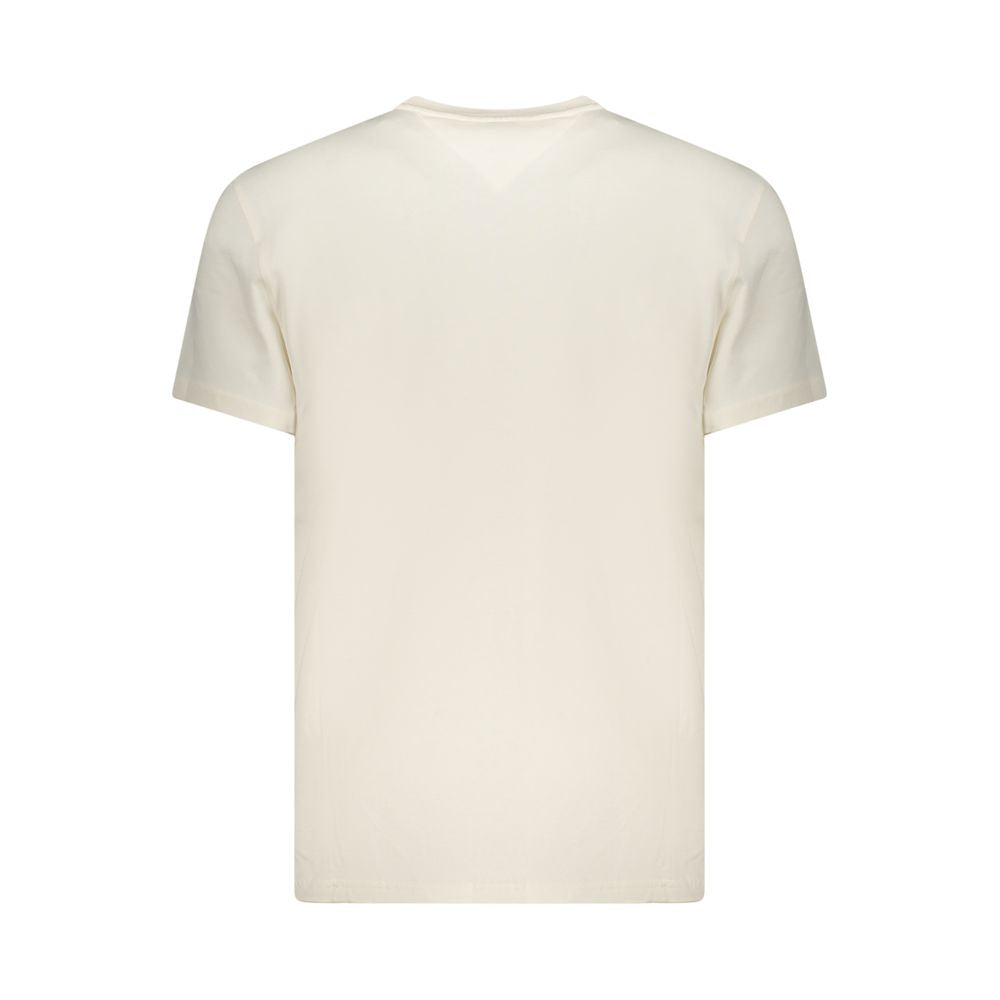 T-shirt blanc pour homme Tommy Hilfiger en coton, vue de face avec col rond et logo Tommy sur la poitrine.