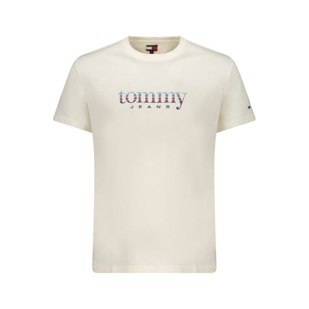T-shirt blanc en coton pour homme de la marque Tommy Hilfiger, coupe classique et logo discret sur la poitrine.