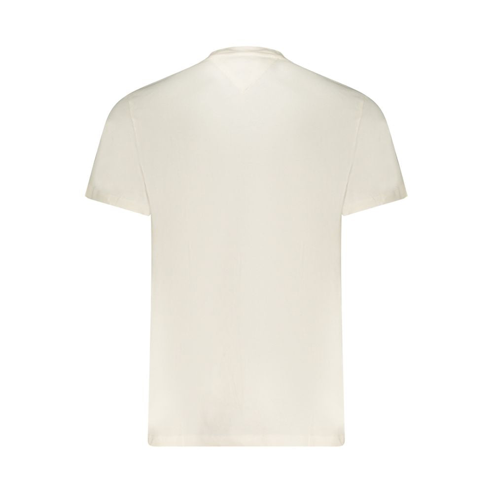 T-shirt blanc en coton pour homme de la marque Tommy Hilfiger, coupe classique et logo discret sur la poitrine.