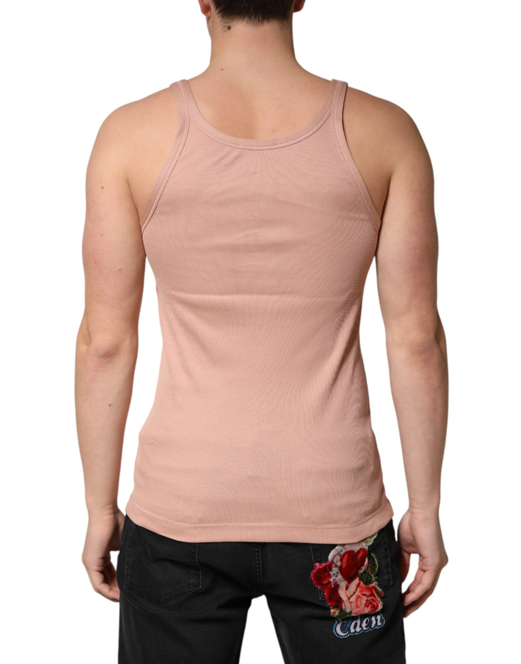 Débardeur sans manches rose Dolce & Gabbana avec col rond, tissu léger et style élégant.