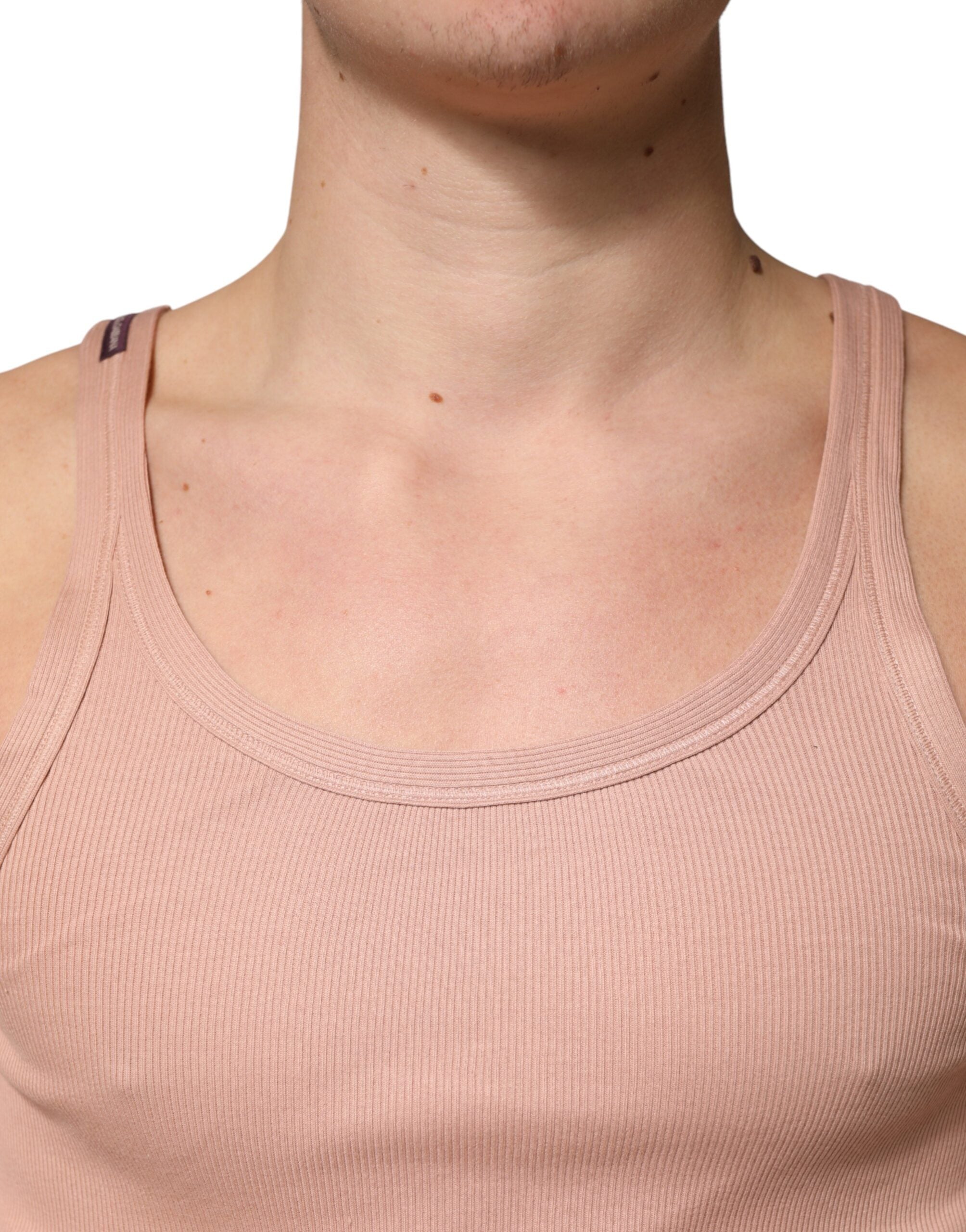 T-shirt sans manches Dolce & Gabbana rose à col rond, tissu léger, style élégant et moderne pour femme.