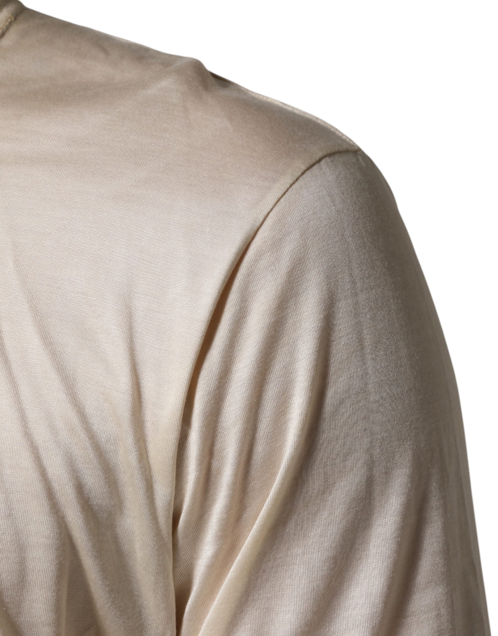 T-shirt homme Dolce & Gabbana en coton mélangé blanc avec col Henley, boutons à l'avant, style décontracté.