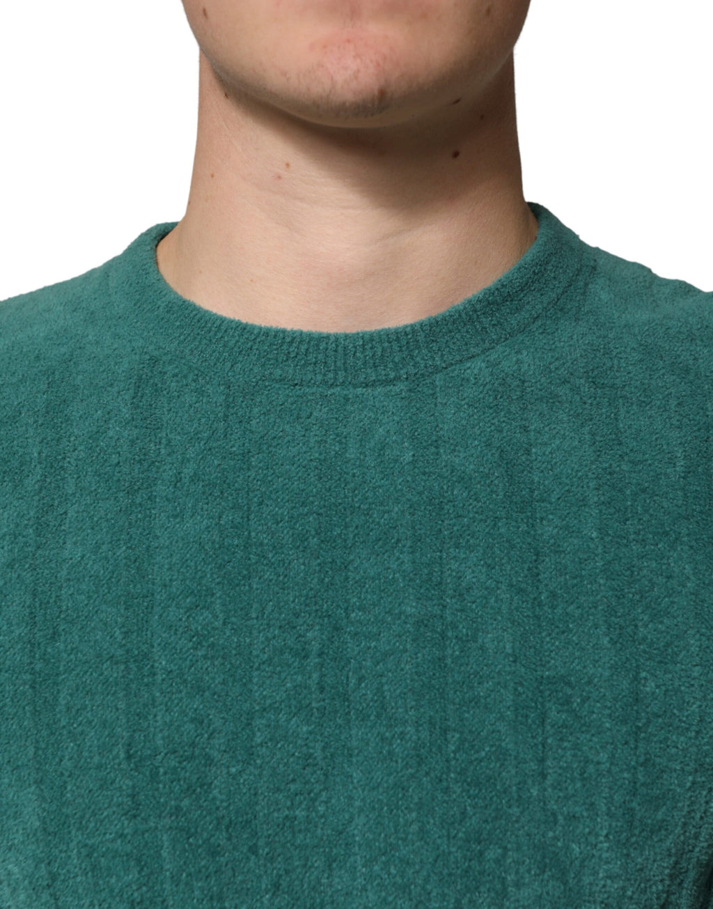 T-shirt homme en coton mélangé vert foncé de Dolce & Gabbana, col ras du cou, style décontracté, vue de face