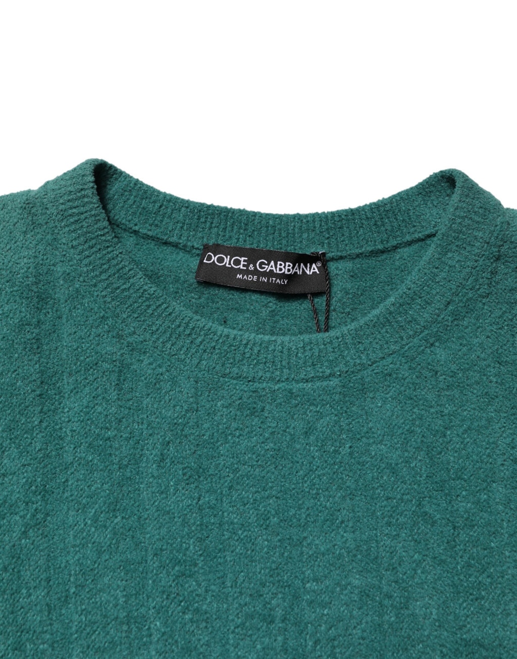 T-shirt homme en coton mélangé vert foncé de Dolce & Gabbana, col rond, style décontracté.