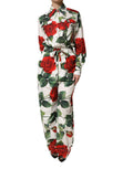 Combinaison blanche en coton à imprimé floral Dolce & Gabbana, vêtement élégant avec détails floraux.