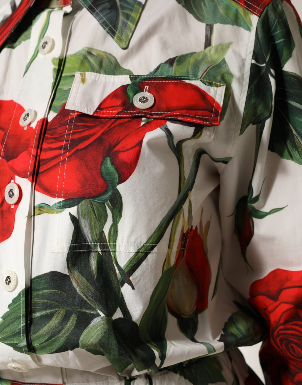 Combinaison blanche en coton à motif floral Dolce & Gabbana, style élégant et léger pour femmes.