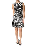 Robe sans manches Dolce & Gabbana à motif zèbre noir et blanc, coupe en A élégante et tendance.
