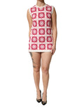 Robe courte Dolce & Gabbana en crochet multicolore avec couture en briques, style mini, élégante et colorée.