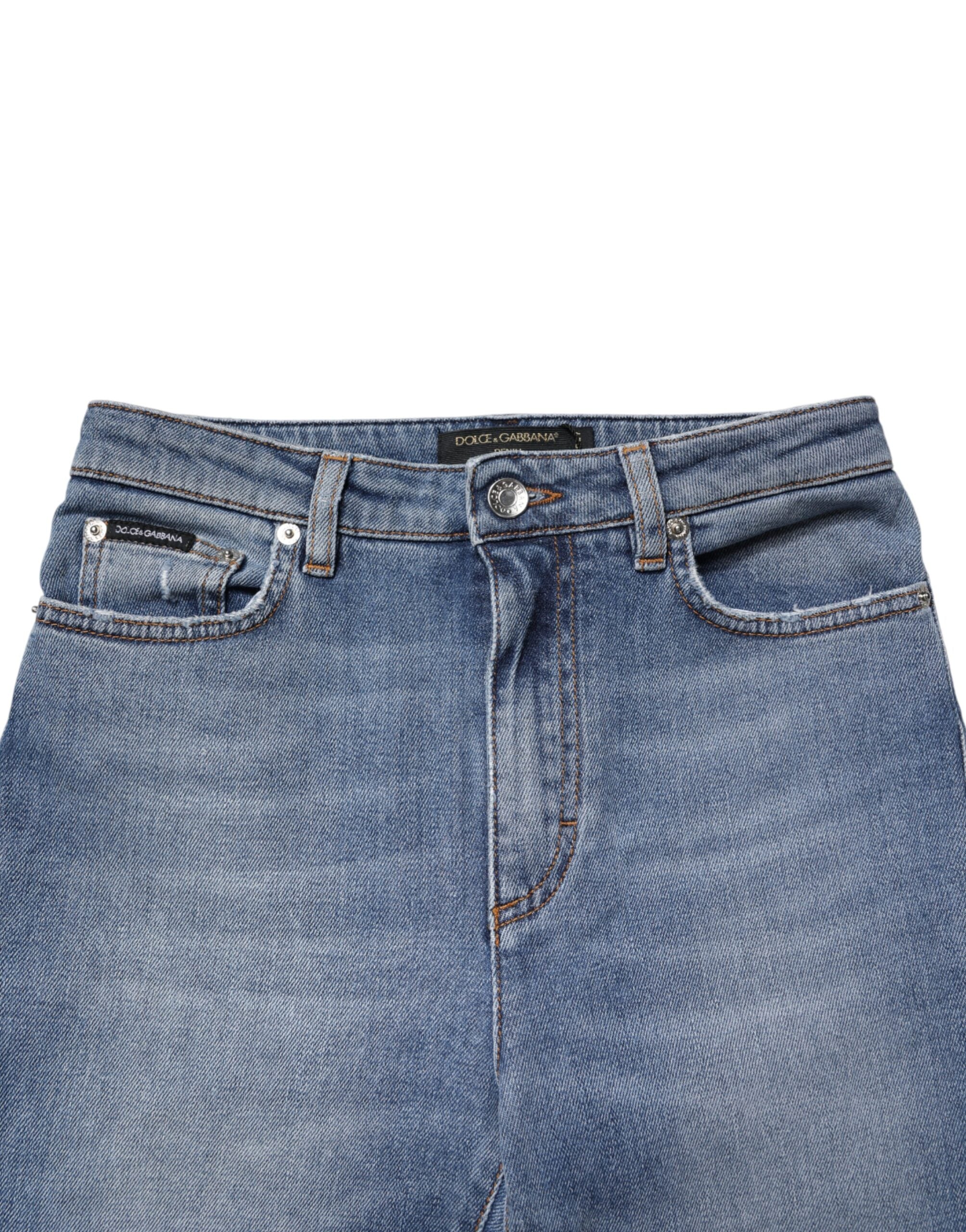 Pantalon skinny en denim en coton lavé bleu de Dolce & Gabbana, style moderne et ajusté.