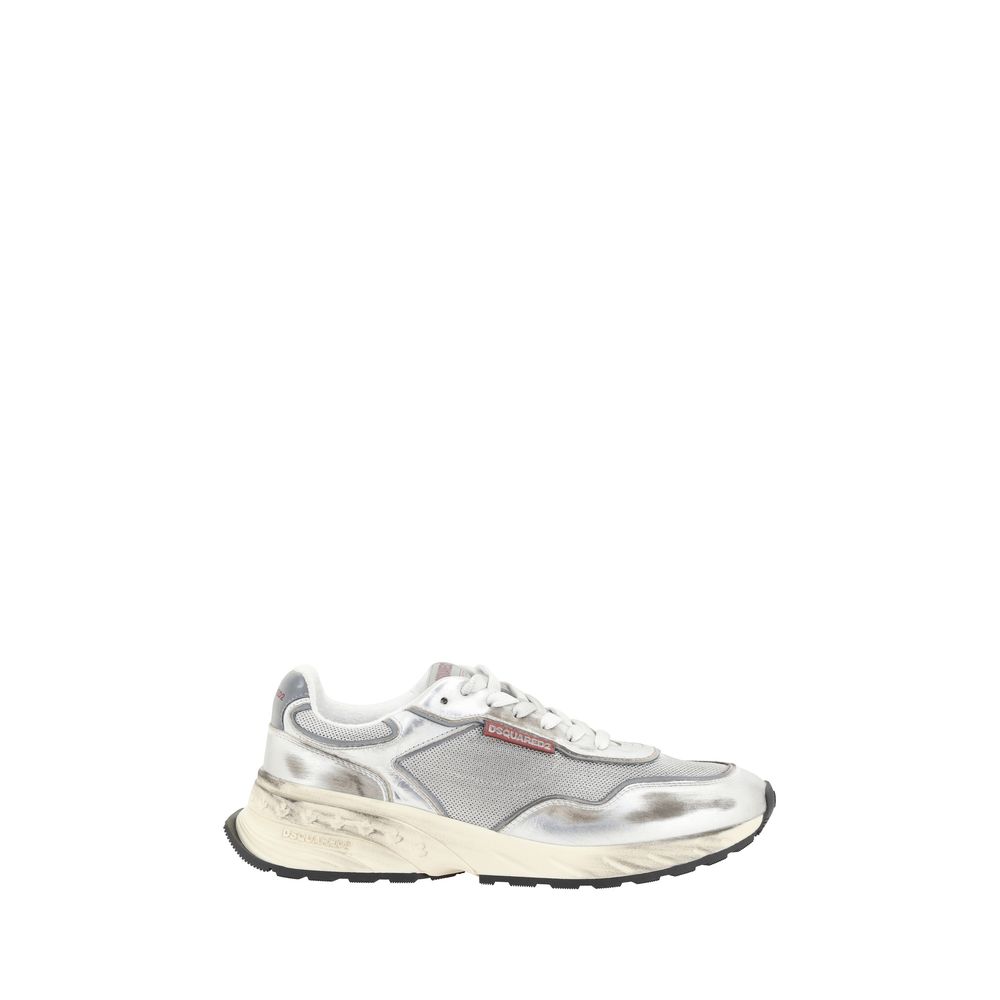 Chaussures de sport blanches Dsquared² en cuir de veau Bos Taurus, baskets athlétiques élégantes et confortables.