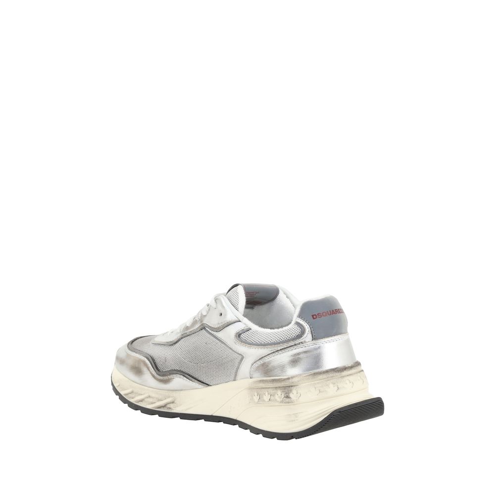 Basket en cuir de veau blanc Dsquared² Bos Taurus, sneakers athlétiques élégants pour homme.