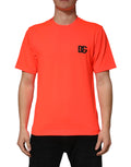 T-shirt homme en polyester orange néon Dolce & Gabbana avec col rond, vue de face.