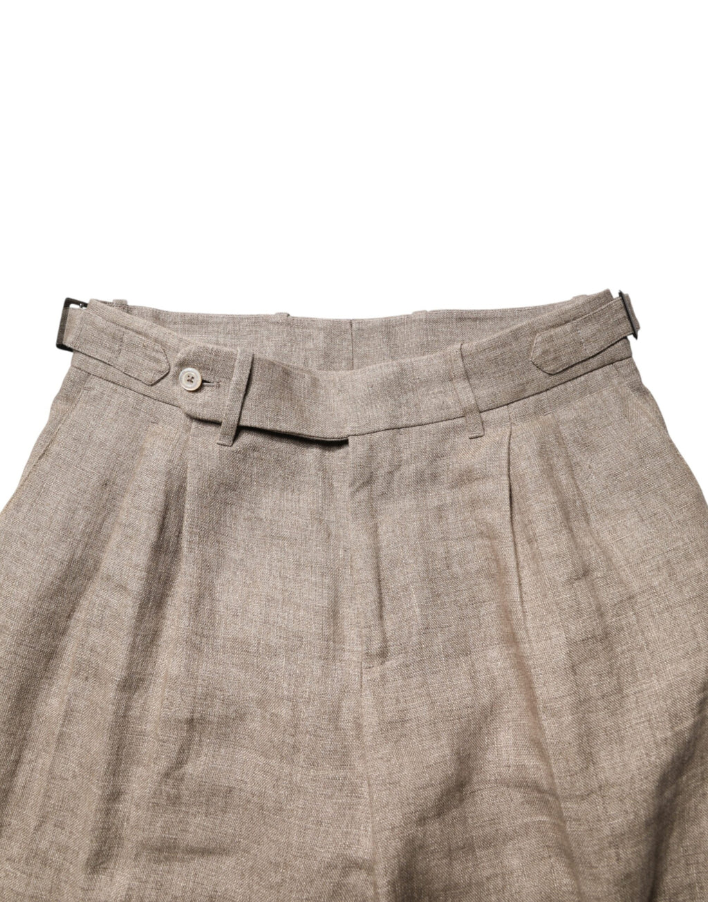 Costume homme en lin beige à double boutonnage Dolce & Gabbana, veste et pantalon élégants, mode masculine sophistiquée.