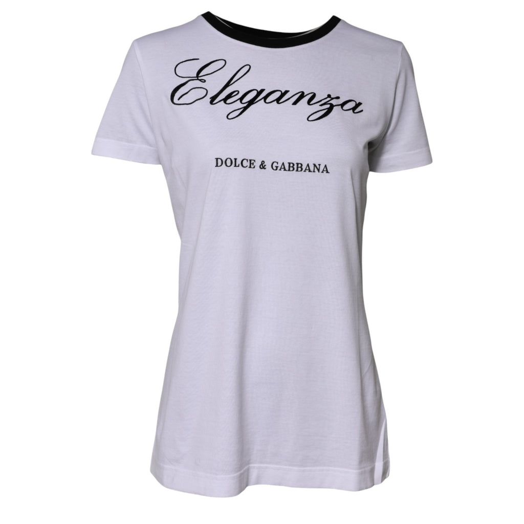 T-shirt blanc Dolce & Gabbana Eleganza en coton avec col rond, vue de face.