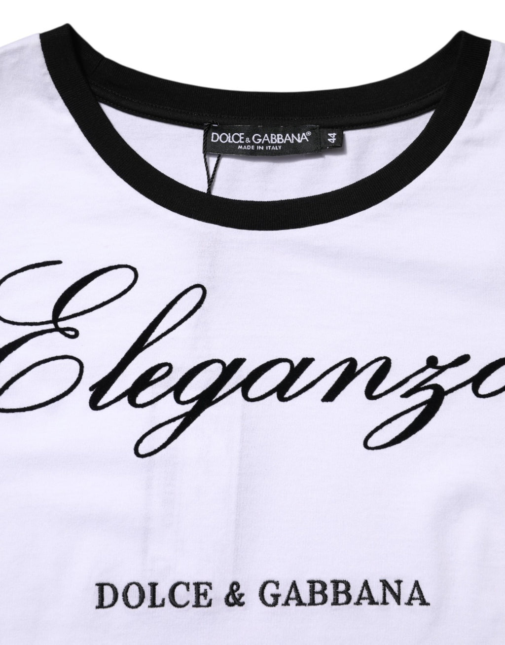 T-shirt blanc Dolce & Gabbana Eleganza en coton avec col rond, vue de face.