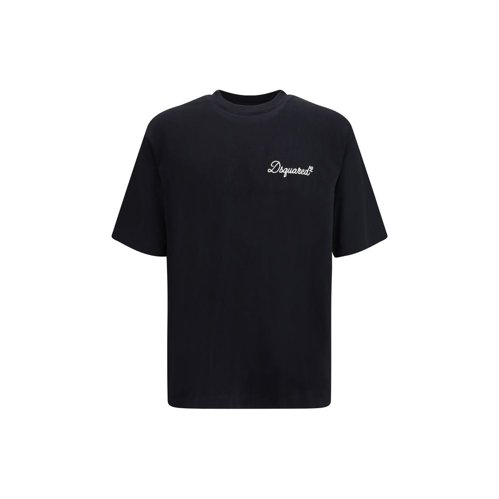T-shirt en coton noir de la marque Dsquared², coupe classique et logo discret visible sur le devant.