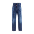 Jeans slim fit en coton bleu de la marque Dsquared², vue de face avec détails de couture et poche arrière.