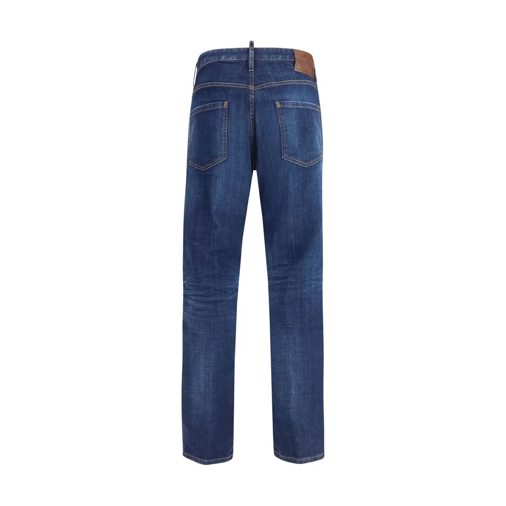 Jeans slim en coton bleu Dsquared², coupe ajustée, avec détails classiques, visibles sur l'image.