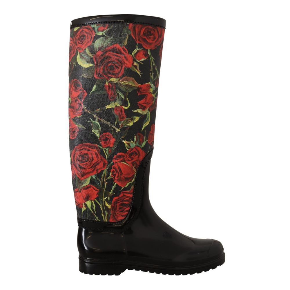 Bottes de pluie en polyvinyl noir de Dolce & Gabbana, style élégant et imperméable, avec détails modernes et branding subtil.
