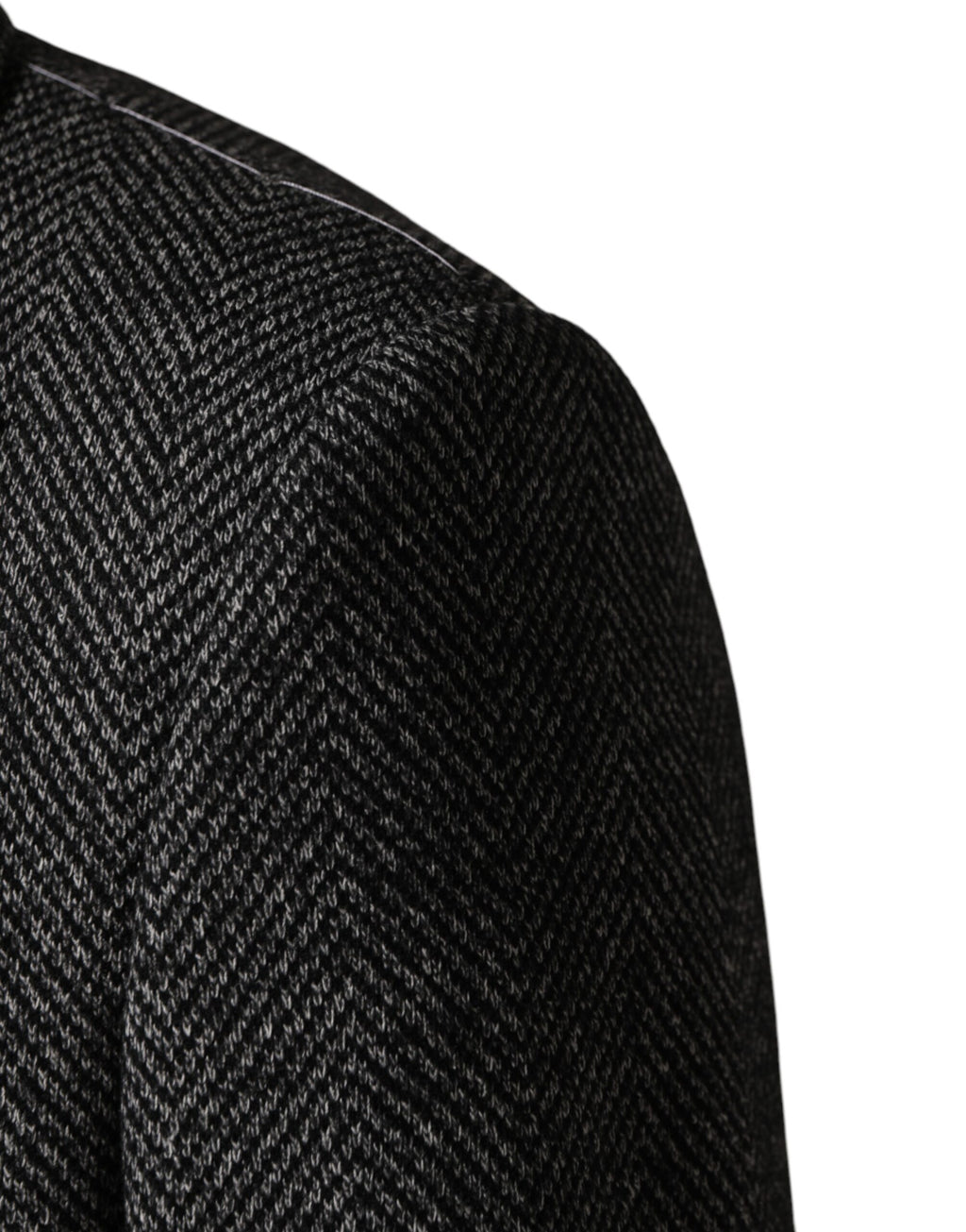 Manteau trench long en laine mélangée gris pour homme de Dolce & Gabbana, avec col et boutonnières élégants.
