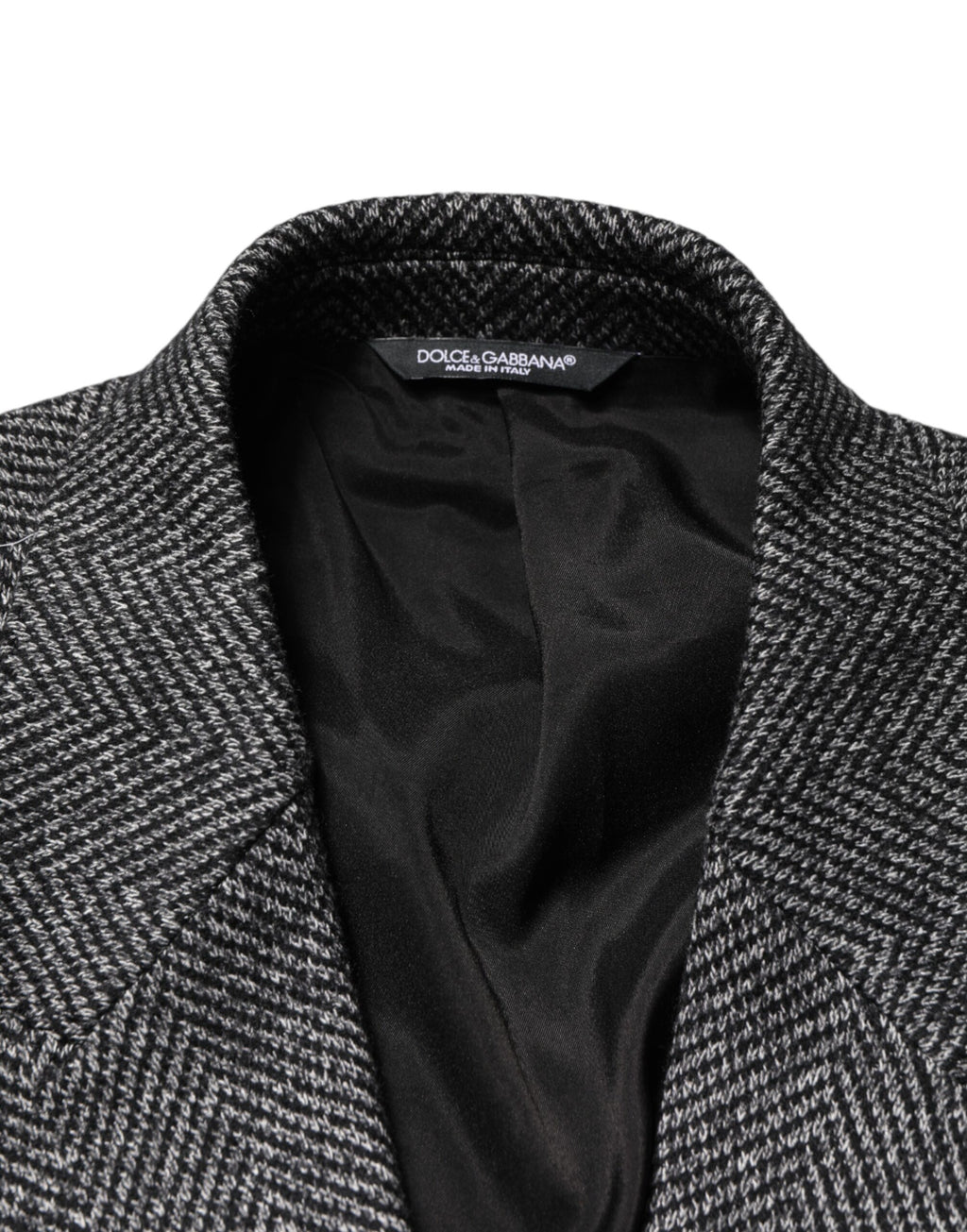Manteau long en laine mélangée gris de Dolce & Gabbana pour homme, veste élégante et sophistiquée.