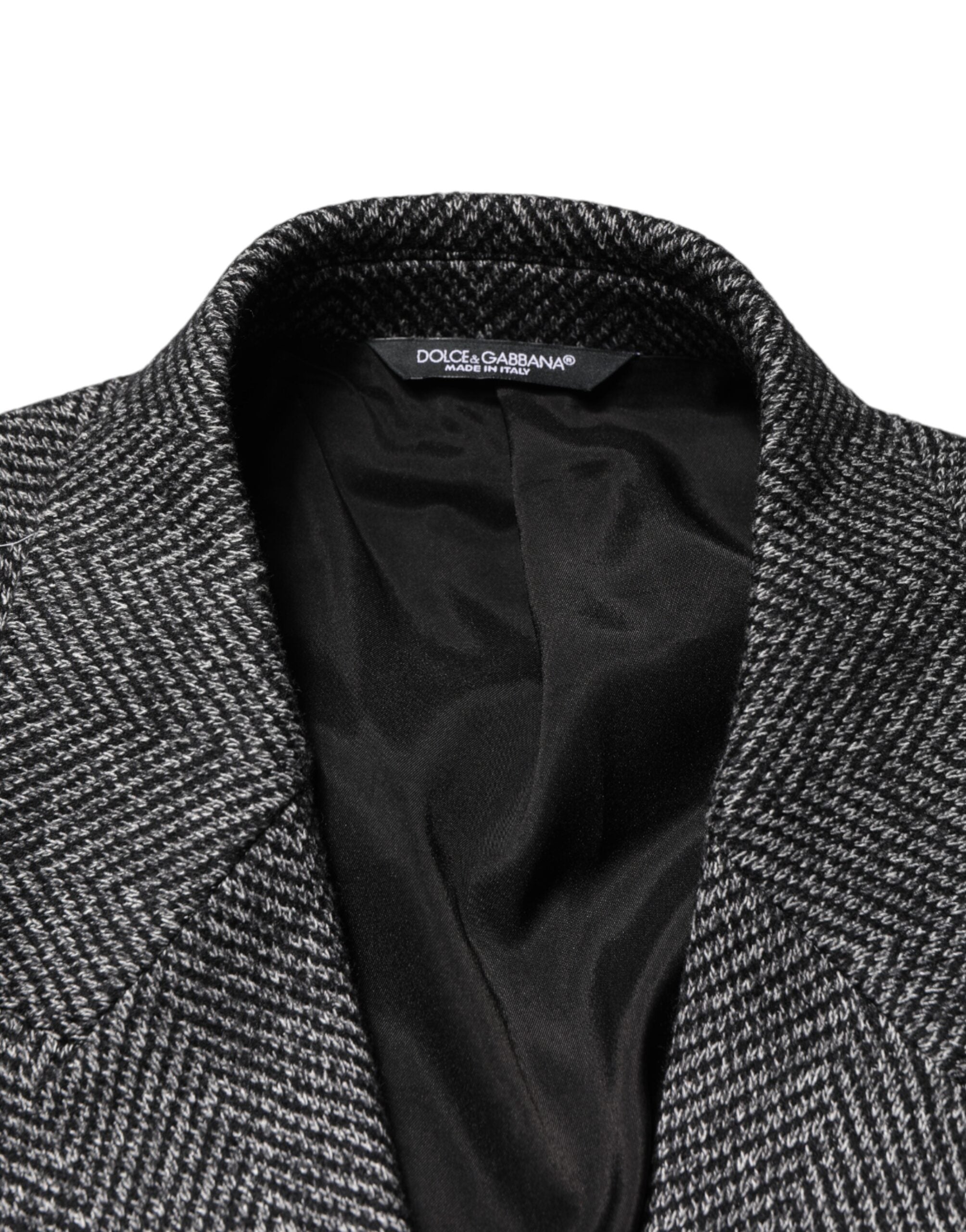 Manteau long en laine mélangée gris de Dolce & Gabbana pour homme, veste élégante et sophistiquée.