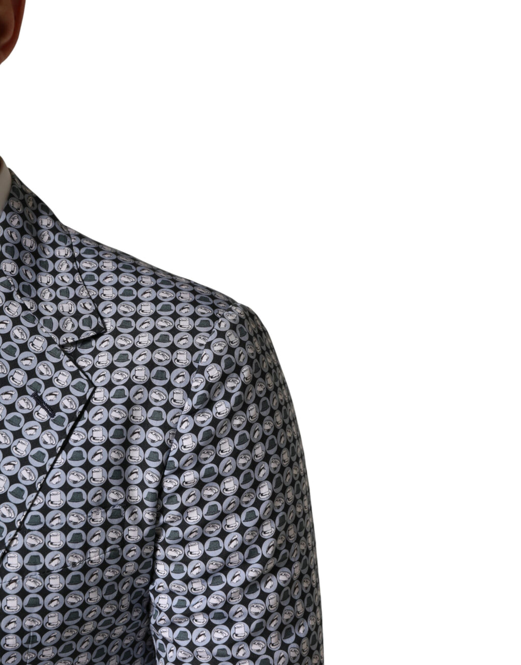 Veste Dolce & Gabbana en coton bleu avec motif à un bouton, veste blazer élégante pour homme.